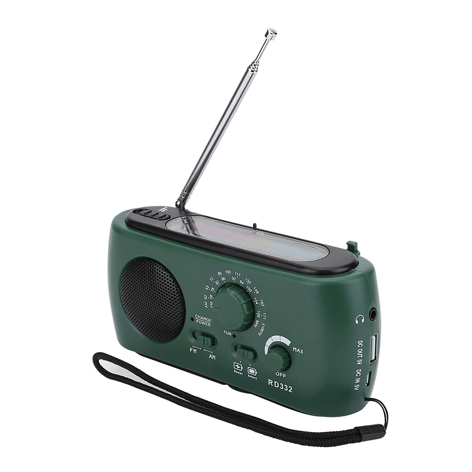 Solar Hand Crank AM/FM Radio with LED Flashlight Emergency Phone Charger — image 3