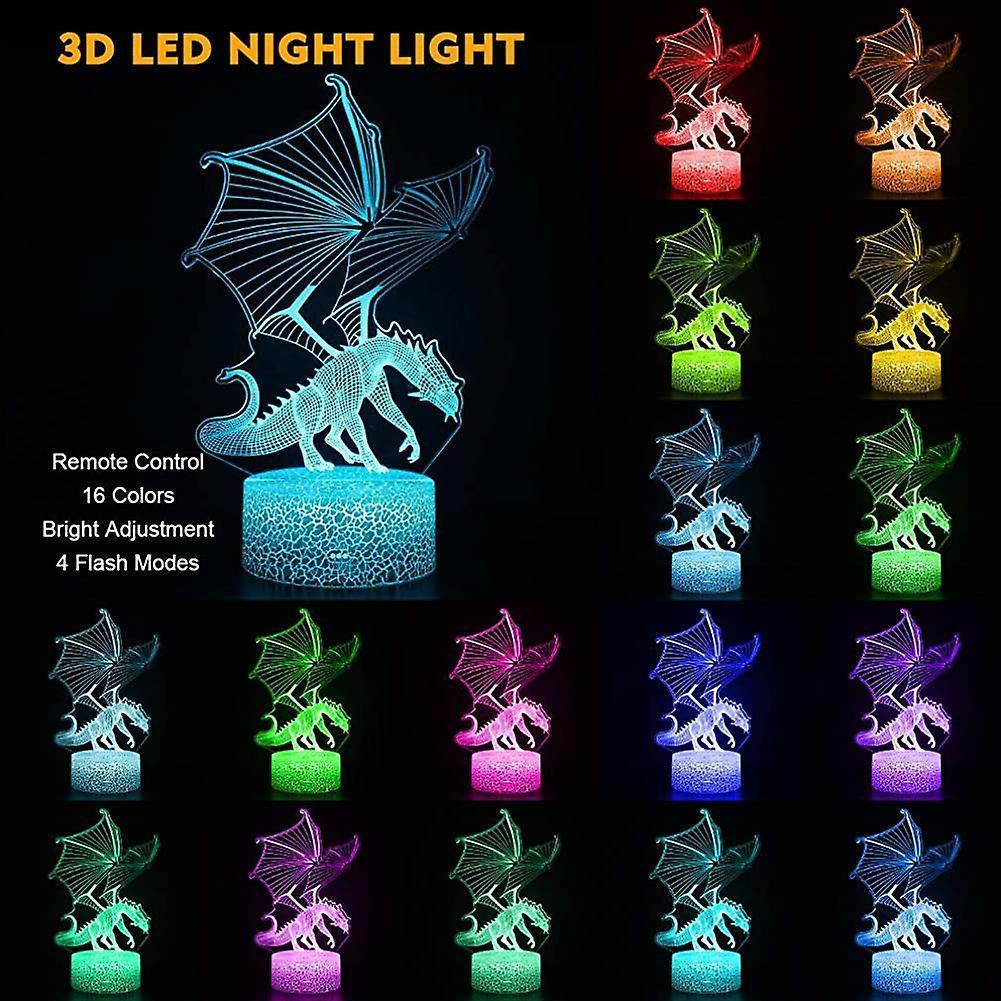 Dragon Lamp. Flying Dragon Night Light. Remote Control & 16 Colors Illusion — image 3