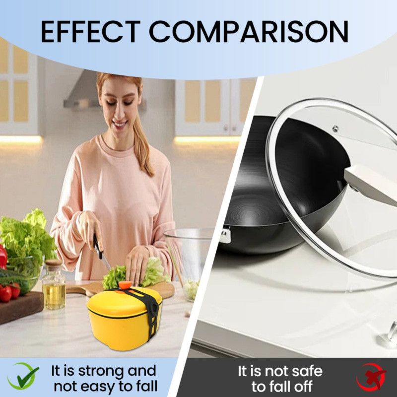 Lunch Box Strap, Adjustable Snap Lid Holder, Portable Pot Cover Fastening Band for Outdoor Use, 2-Pack—Black — image 6