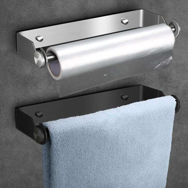 Paper Towel Holder Under Cabinet Wall Mount Stainless Steel Rack Kitchen - Silver โ image 5