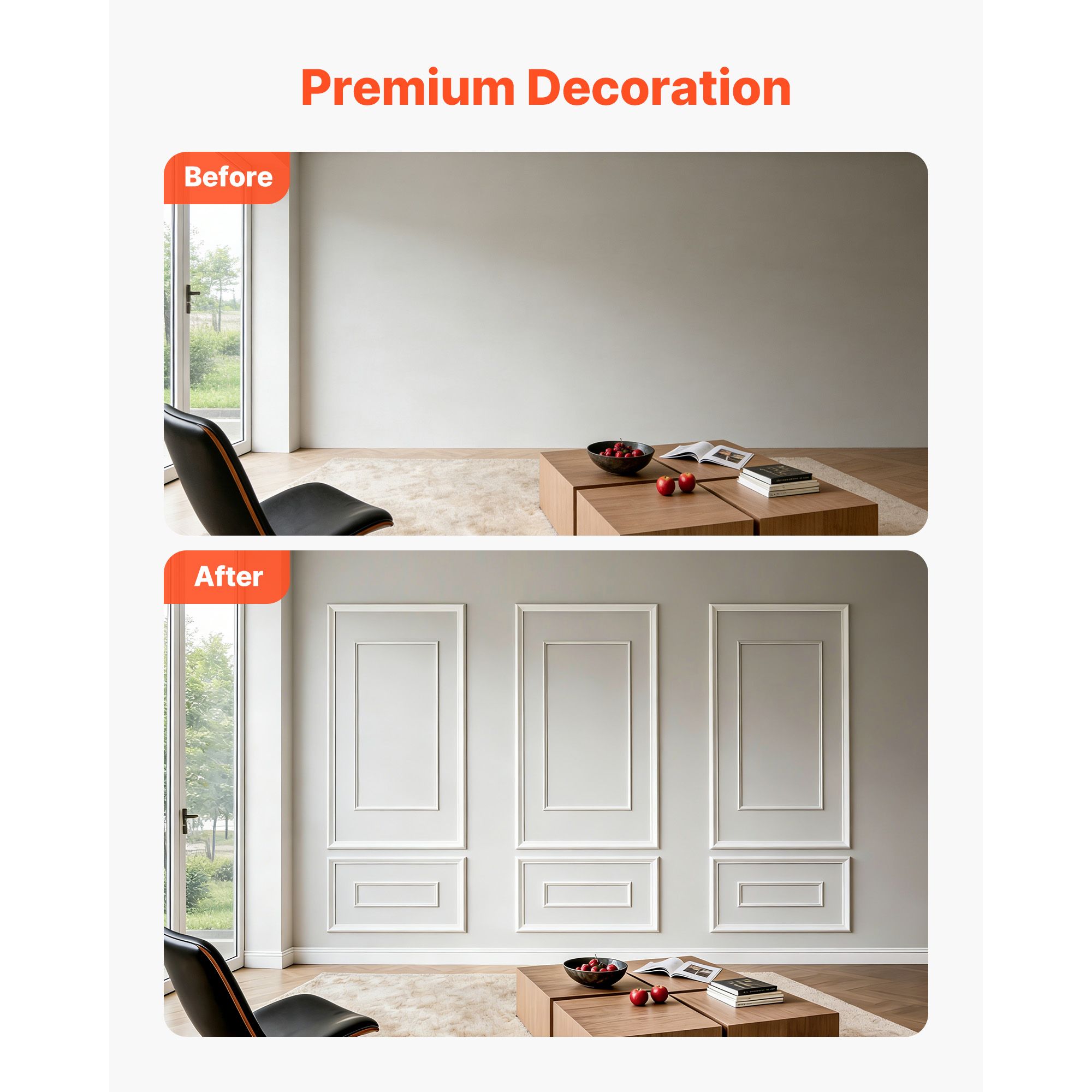 Wall Molding 3 Pack, Wainscoting Panels Kit with Dual-Line Wide & Narrow Profile, Lightweight Paintable Polystyrene, Easy to Install Accent Wall Trim for — image 3