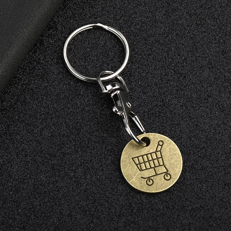 4pcs Trolley Token Keychain Supermarket Shopping Cart Metal Key Ring Trolley Token Coin Keychain Pendant Purse — image 4