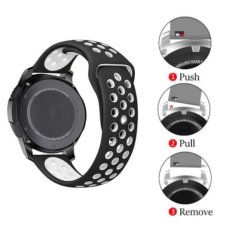 22mm 20mm Silicone Sports Watch Band for Samsung Huawei Huami Two-Tone Strap - 22mm-Red — image 4