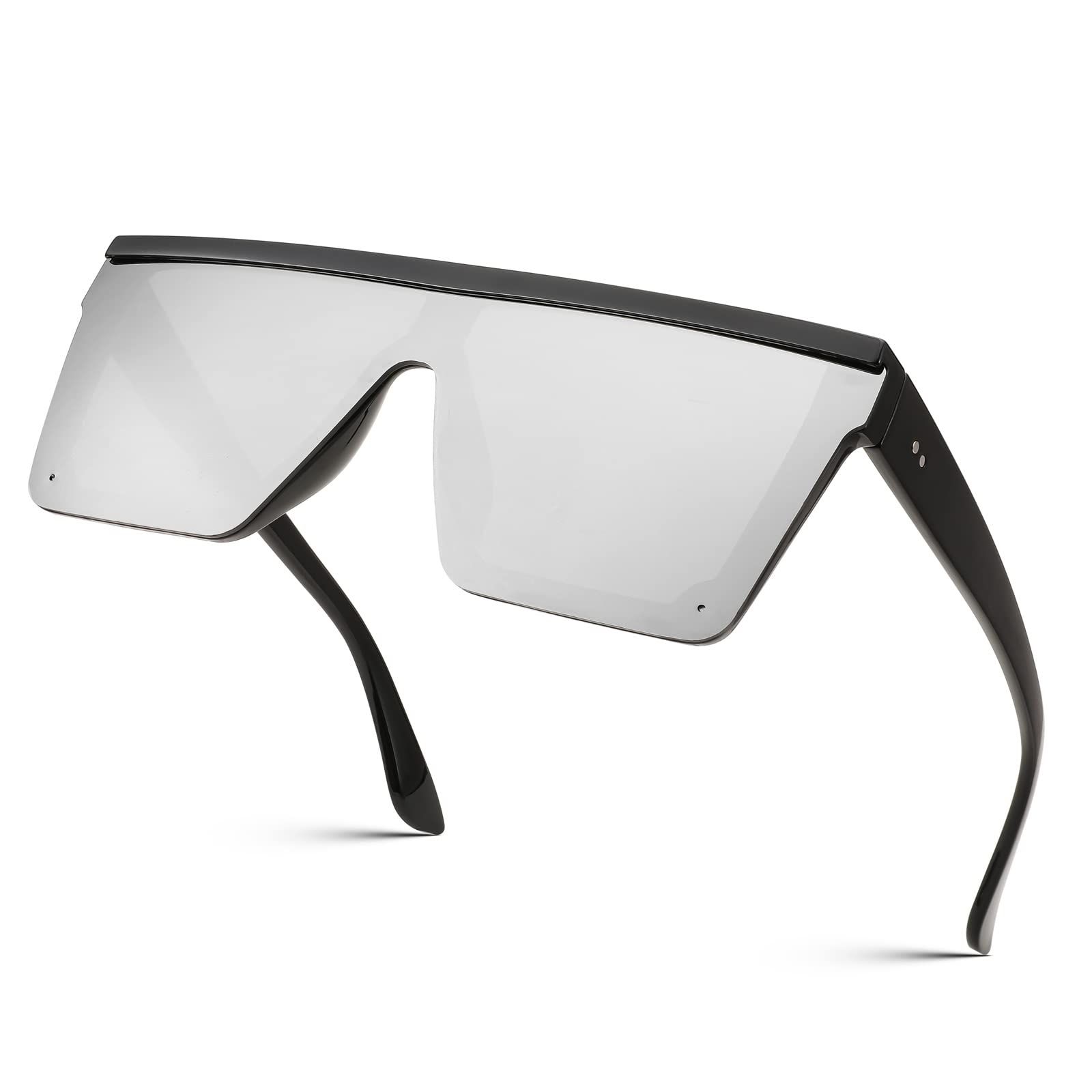Oversized Sunglasses for Women Men Fashion Flat Top Big Black Frame Shades Women Square Oversized Sunglasses — image 5