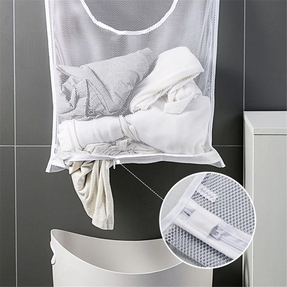 2 pack Hanging Laundry Hamper Bag, Portable Laundry Bag, 29 × 19 Inch Large Foldable Wall Hanging Laundry Basket with 2 × 2 Adhesive Hooks for Dirty Clothes — image 5