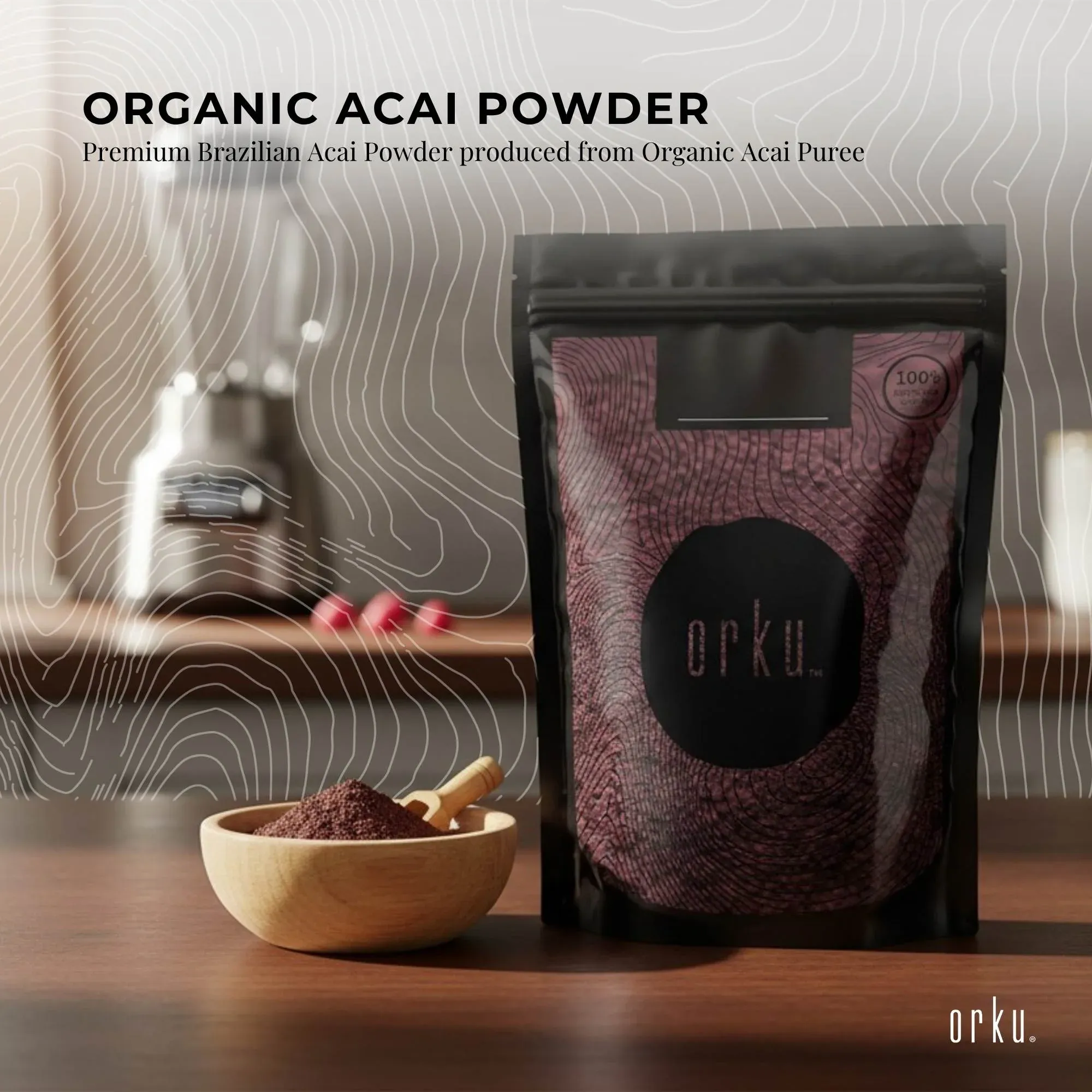 Orku 400g Organic Acai Powder Brazilian Berry Smoothie Bowl Ingredient — image 2