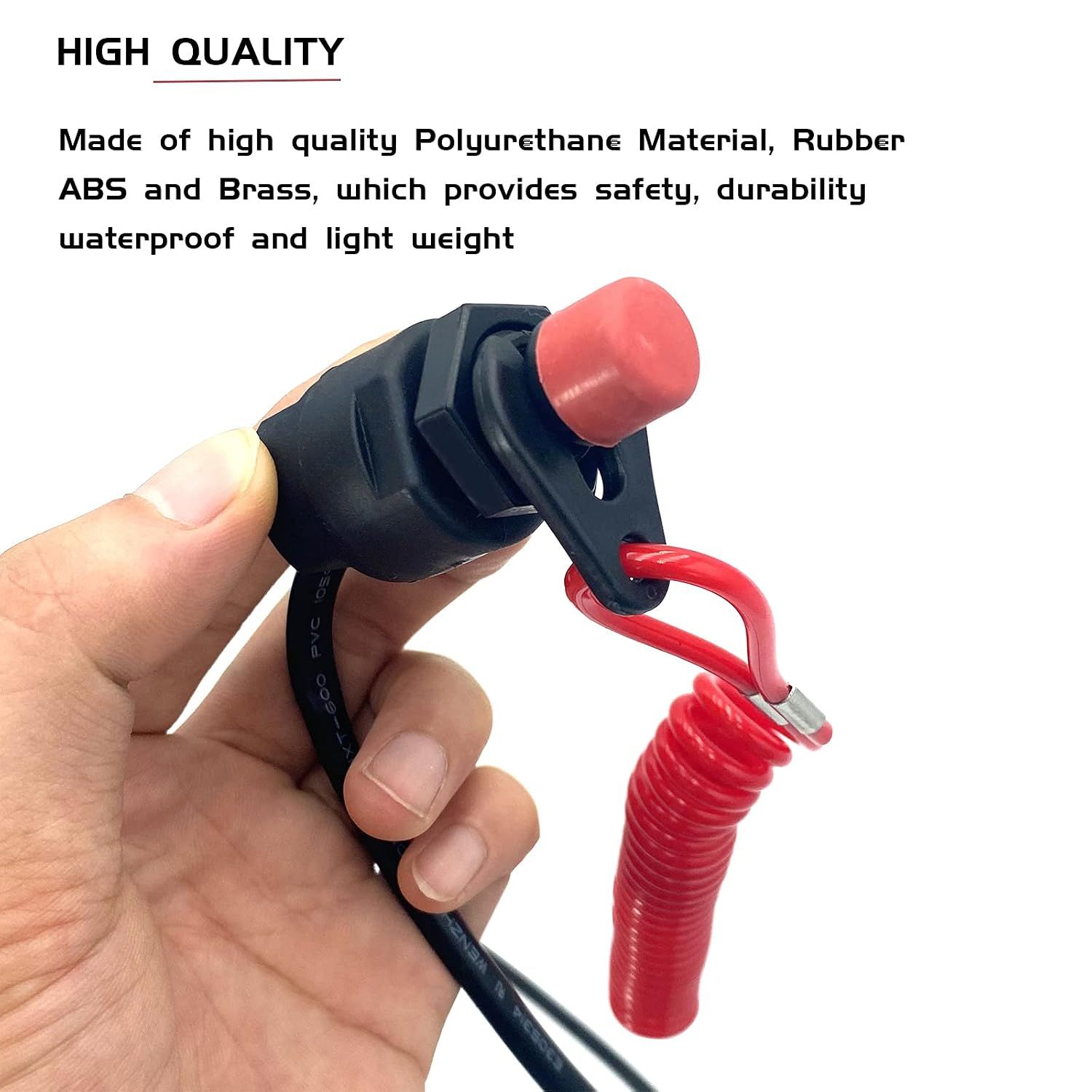 Boat Engine Emergency Stop Switch with Safety Tether Lanyard, Replacement Kill Switch Key for Yamaha, Tohatsu and Honda, 140 cm, Red — image 3