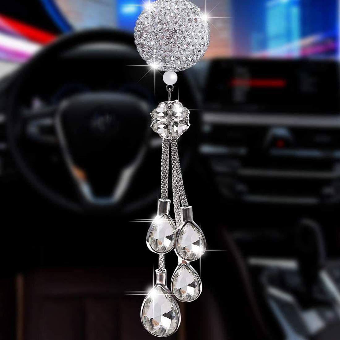 Car Rearview Mirror Pendant Car Rhinestone Interior Ornaments Car Decorative Pendant Ornaments — image 2