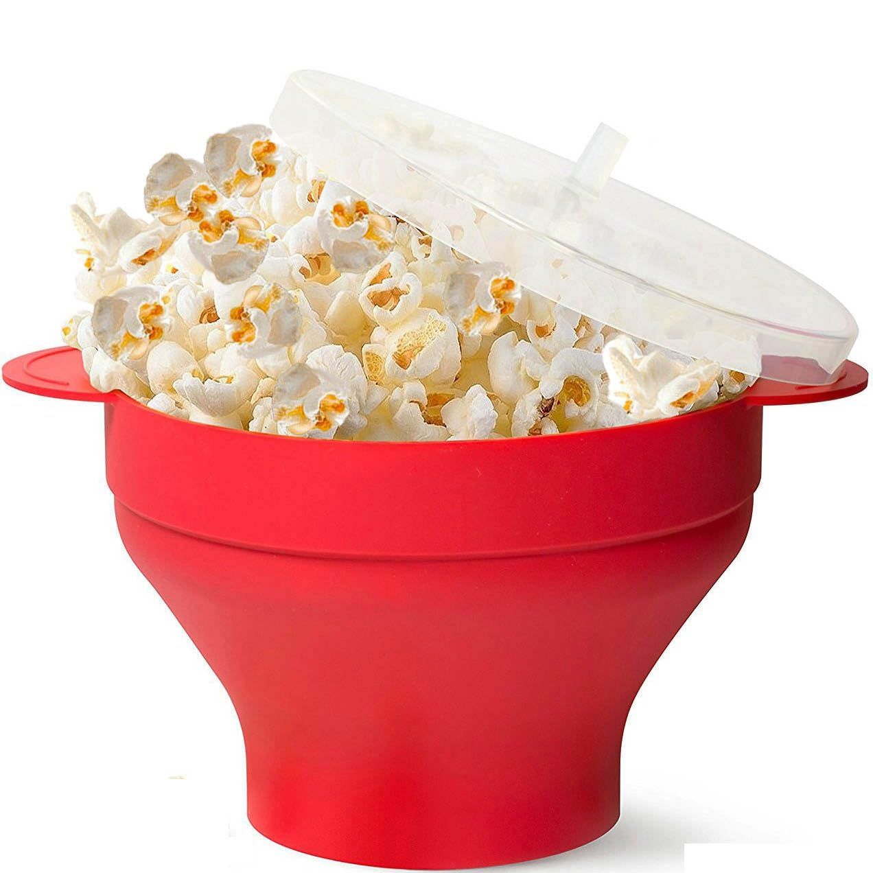 Microwave Popcorn Popper with a lid and convenient built-in handles, Silicone Popcorn Maker, Collapsible Bowl & Dishwasher Safe