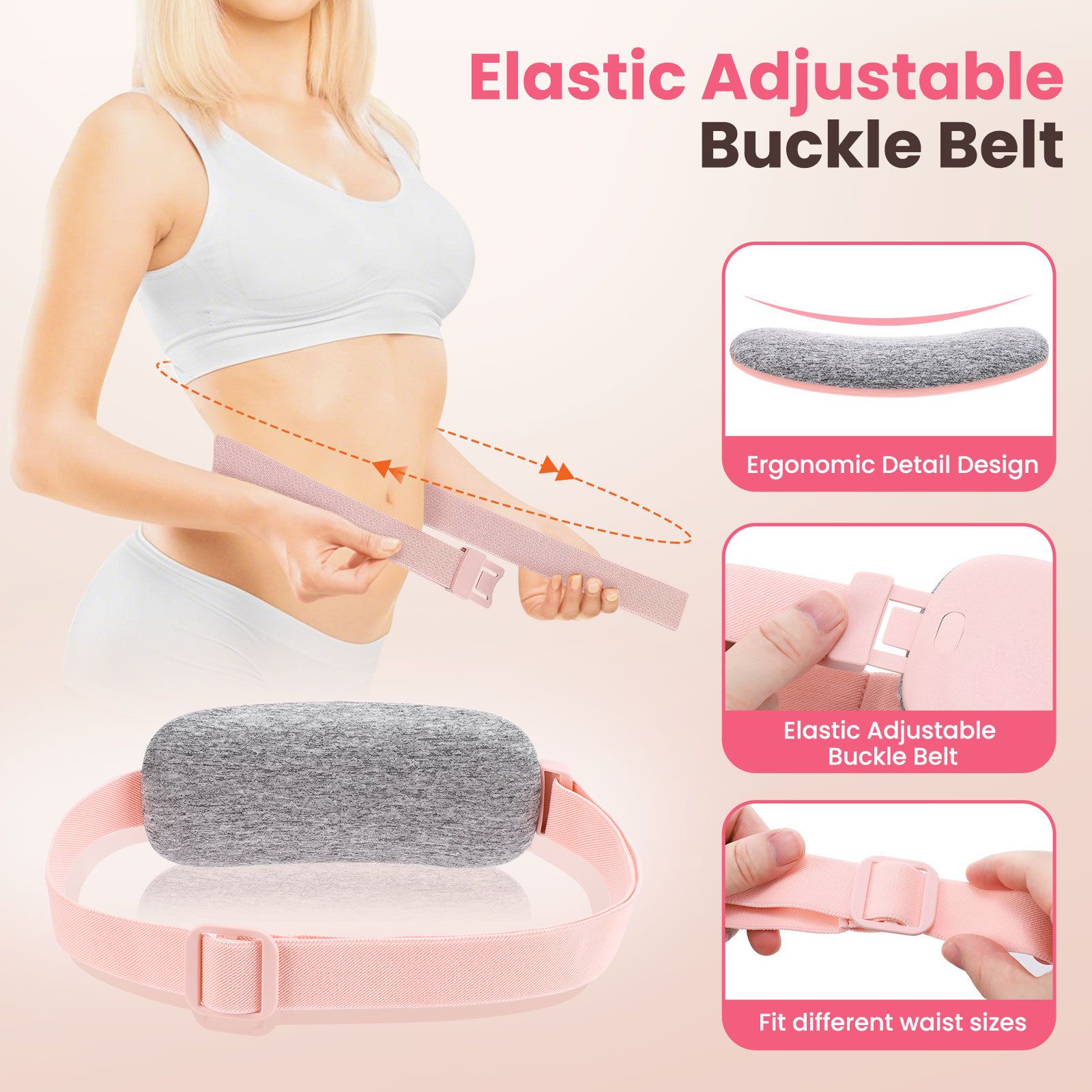 Portable Cordless Heating Pad for Cramps, 5 Heat Levels and 4 Massage Modes, A Temp Control, Belly and Back Heating Pad, Gifts for Women and Girls (Pink) โ image 4