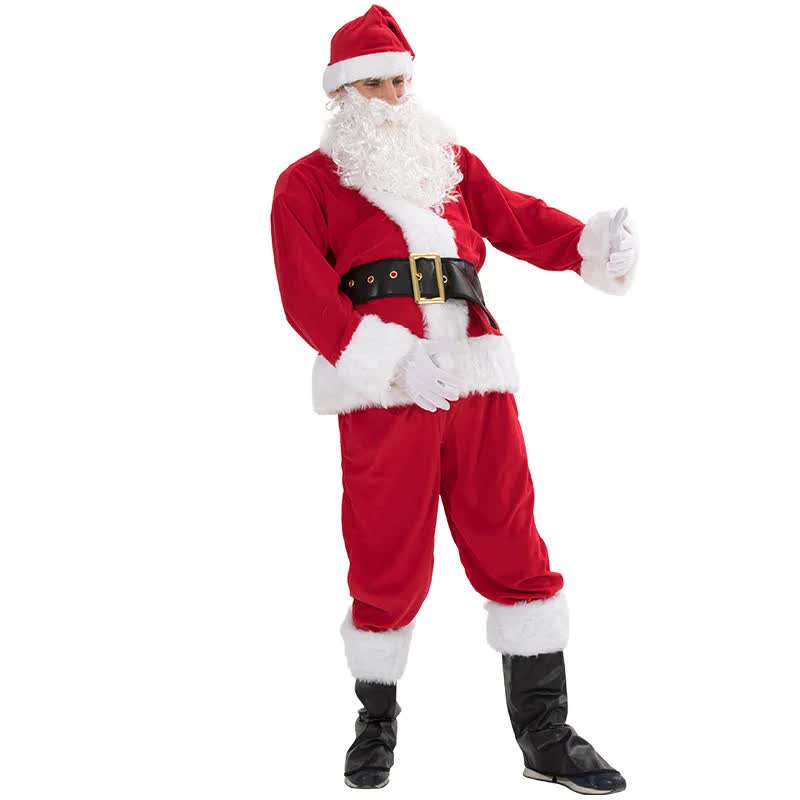 Santa Claus Costume 7 Parts Complete Set for Adults Cosplay with Elf XL 180-195cm — image 5