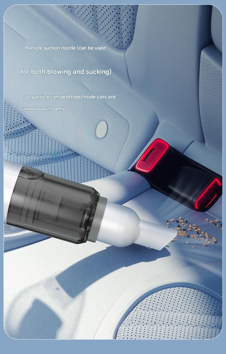 Black Portable Handheld Car Vacuum Cleaner - Rechargeable Mini Dust Collector with Soft Bristle Brush and Particle Nozzle for Car Interiors, Desktops — image 6