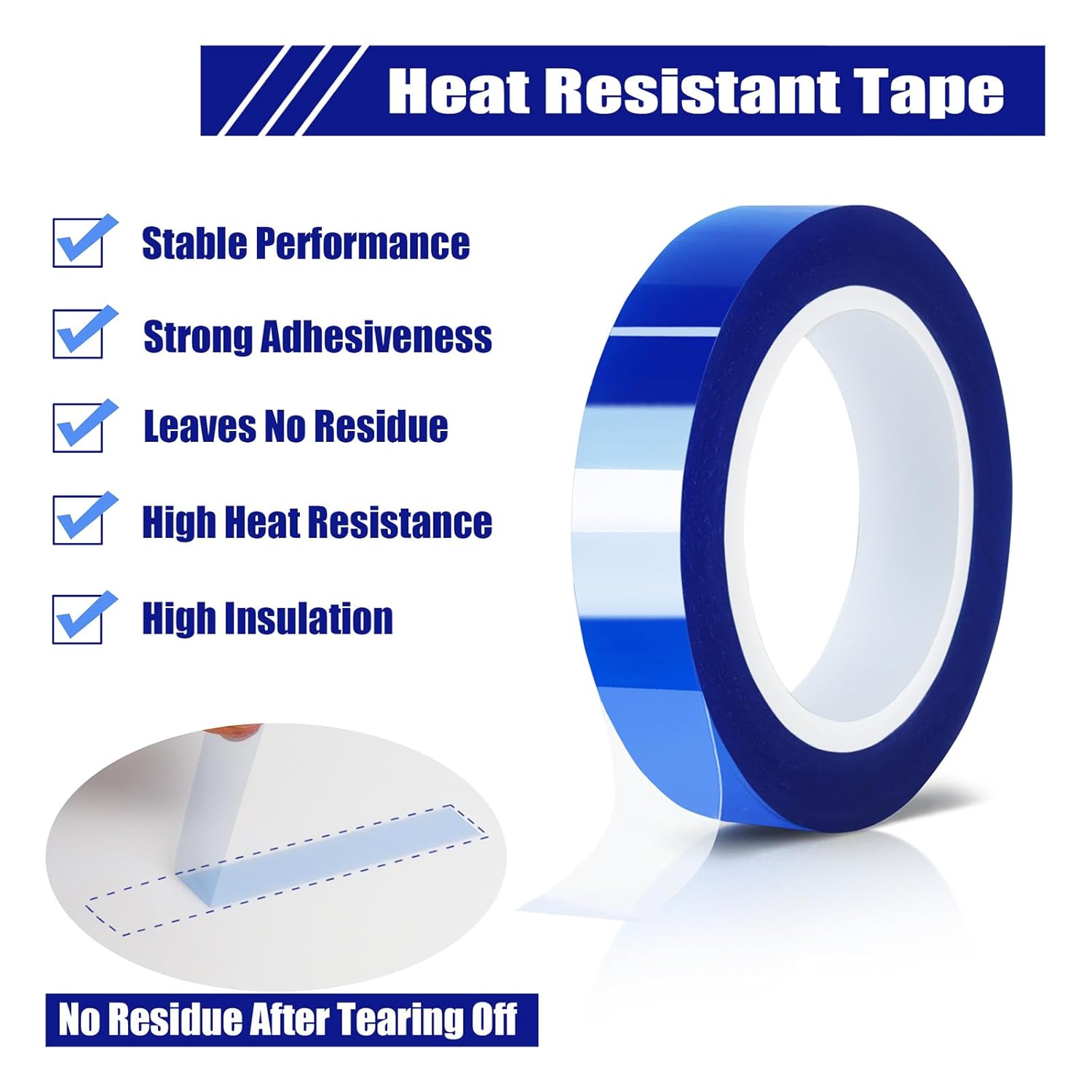 2 Rolls 10mm x16m(52FT) Blue Heat Tape High Temperature Heat Resistant Tape Heat Transfer Tape for Heat Sublimation Press Vinyl,No Residue โ image 3
