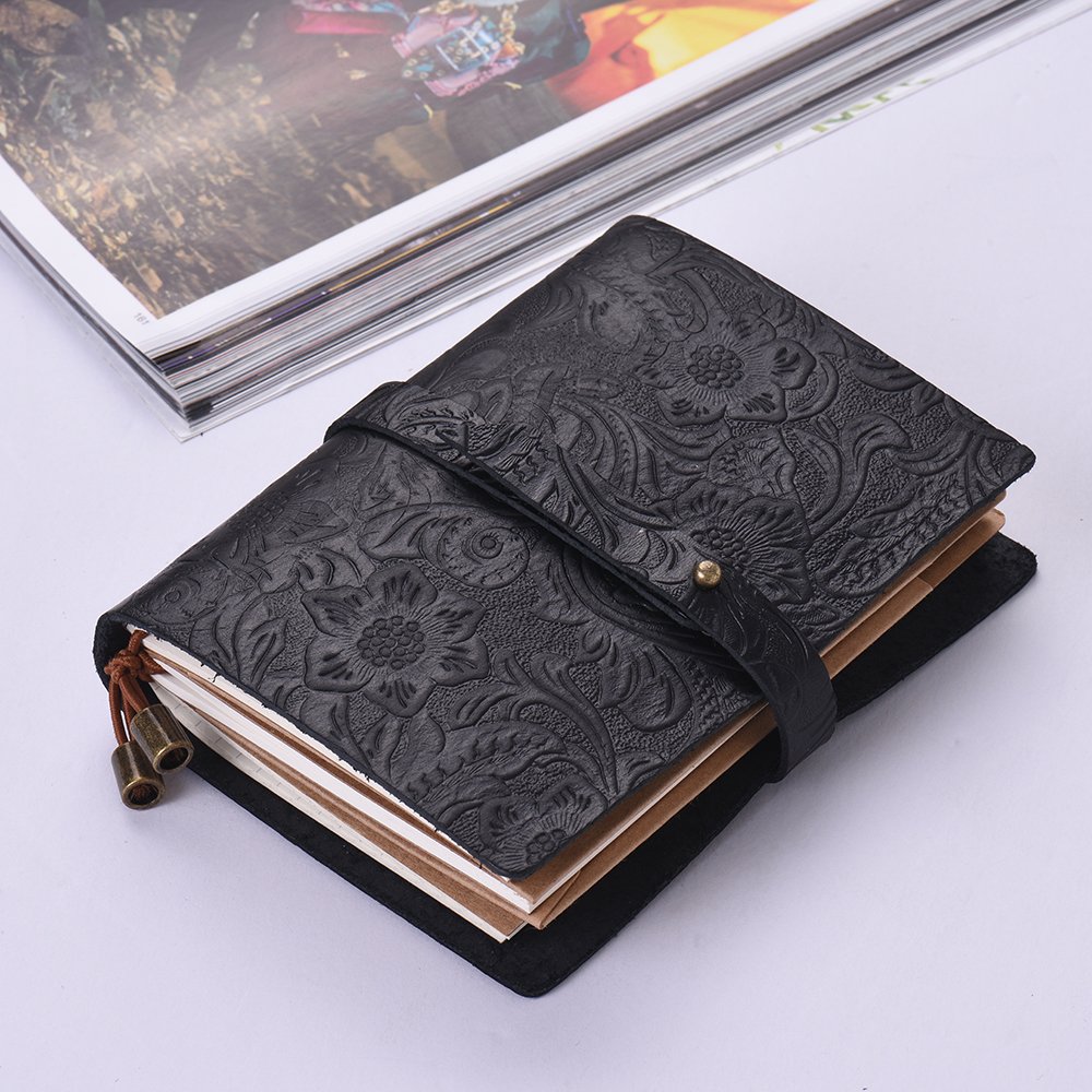 Leather Vintage Embossed Pattern Travel Journal Notebook Lined Blank Grid Paper Diary Refillable Notepad Gift for Men & Women Sketching Writing โ image 3