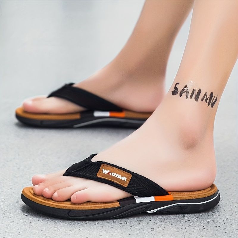 Men'S Flip-Flops Summer Sandals Thick-Soled Anti-Slip Anti-Odor Wear-Resistant - Black - Size 43 โ image 6