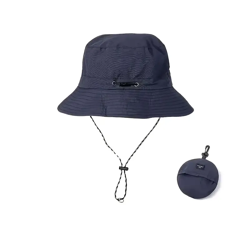 New Unisex Wide Brim Bucket Hat UPF 50+ Sun Protection, Foldable & Windproof Linen Blend Hat for Hiking, Fishing, Beach & Vacation/navy blue