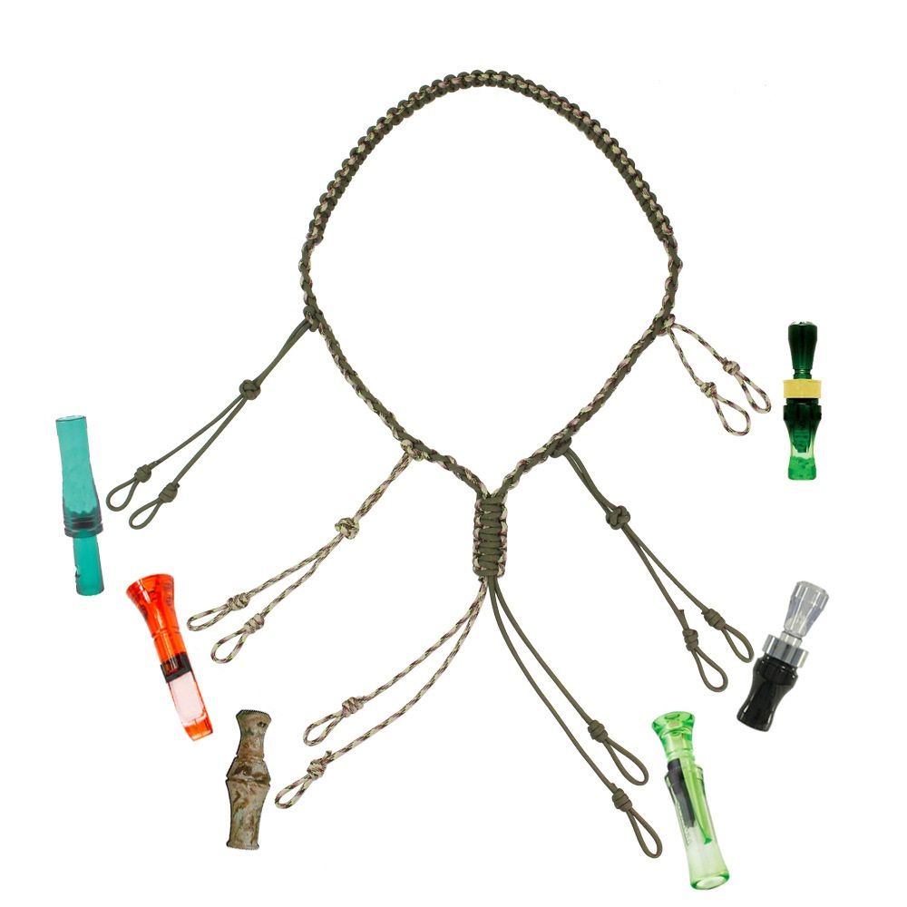 Duck Call Lanyard with Removable Drops Secures 12 Call Premium Real Nylon Game Call Lanyard Hand Braided Camo goose Calls for Predator Ducks — image 4