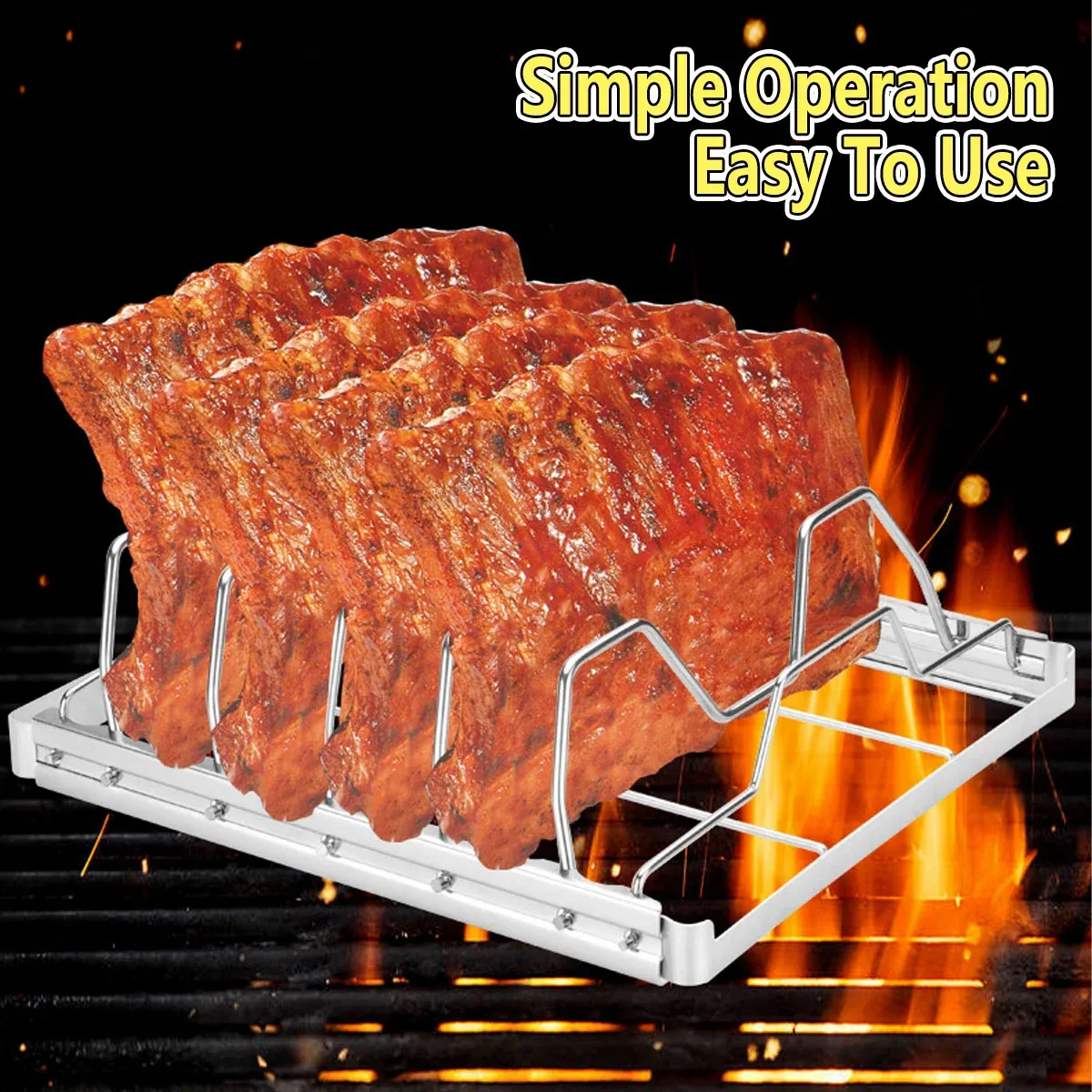 Beef Short Ribs Grill Barbecue Net Outdoor Grill Rack Cooking Meat Vegetables — image 4