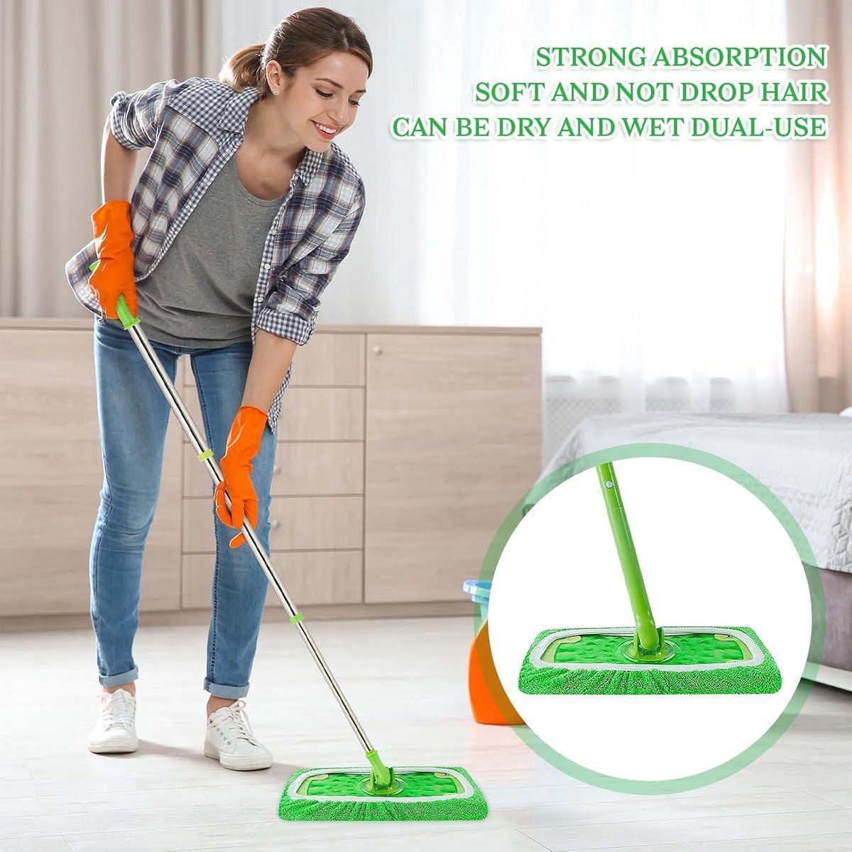 10 Pieces Refill Mop Pads for Swiffer Sweeper, Wet and Dry for Home Cleaning, for All Floor Types, 25 × 11.5 cm — image 4