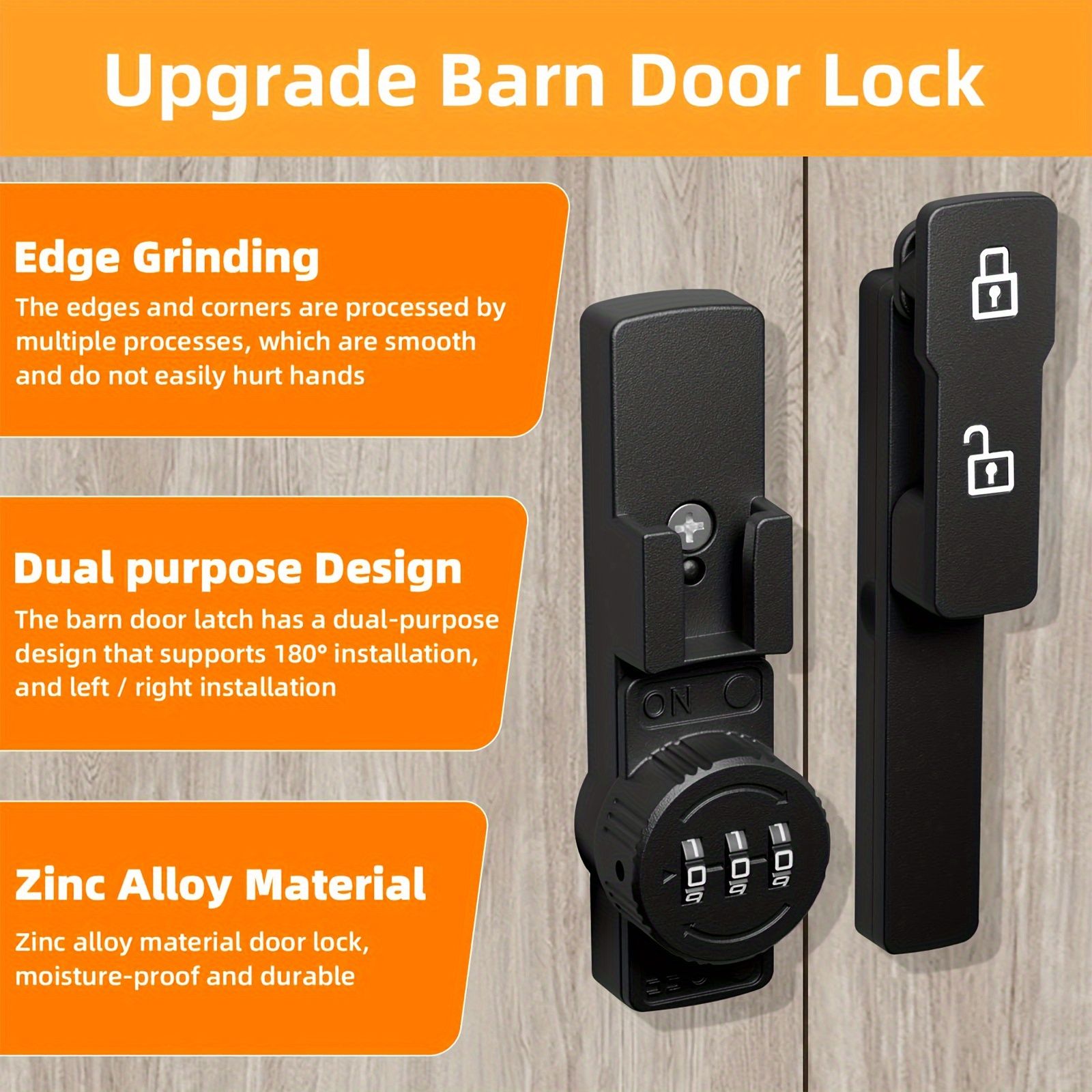 No-Drill Night Light Password Lock in Black & Gray, Drawer, Cabinet & Refrigerator Anti-Theft Lock for Home Storage Fluorescent Black — image 5
