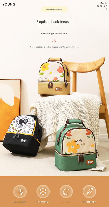 Versatile Insulated Breast Milk Cooler & Lunch Backpack - Waterproof, Multi-Carry Options(Black print) — image 3