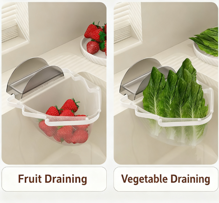 Kitchen Sink Filter Rack with 100 12cm*15cm Mesh Bags, Foldable Food Waste Strainer, Multi-functional Drain Basket(green) — image 5