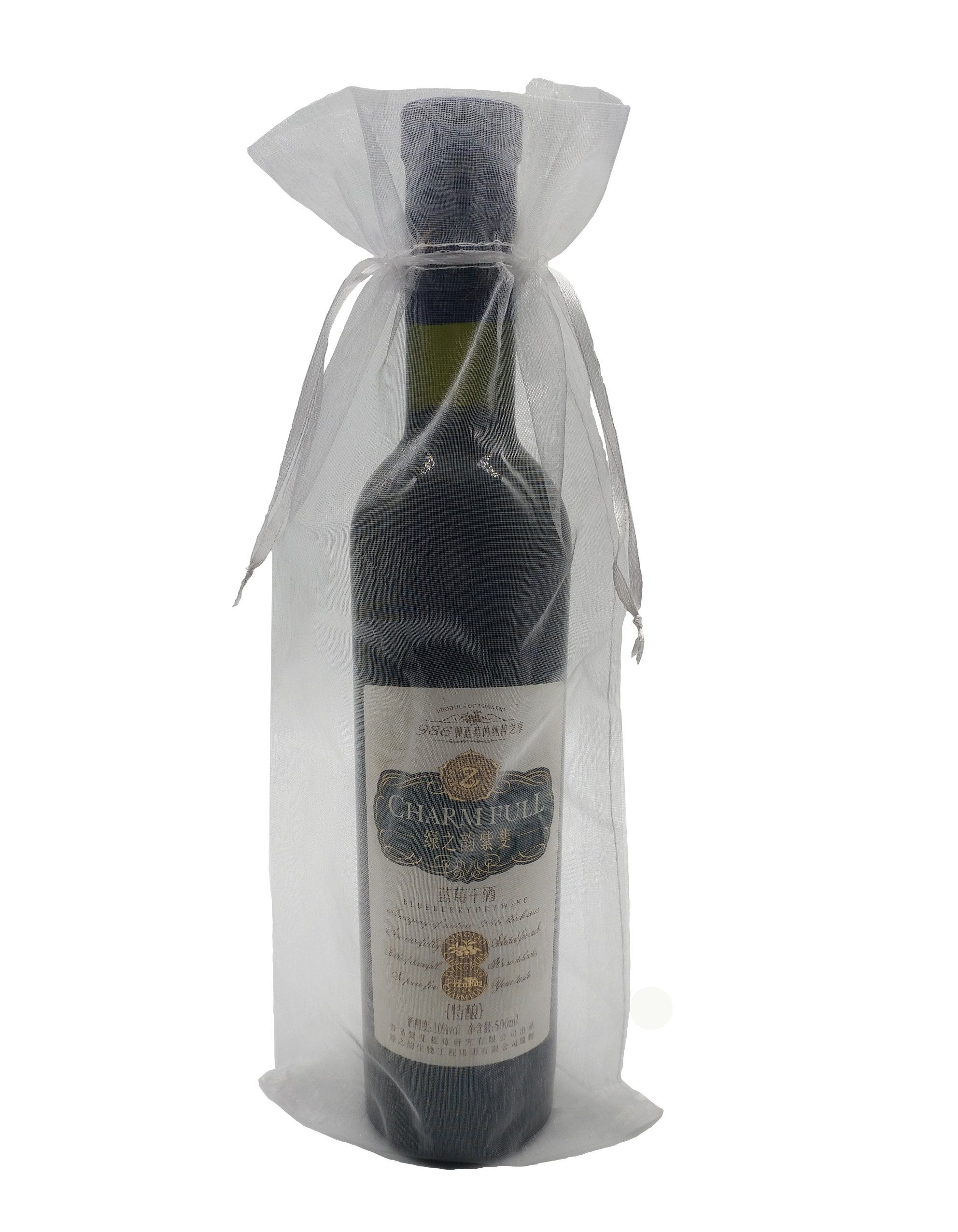 20pcs Sheer Wine Bags 5.5x14.5 inch Reusable Simple Bottle Wrap Dresses Festive Packaging Baby Shower Wedding Favors (white) โ image 5