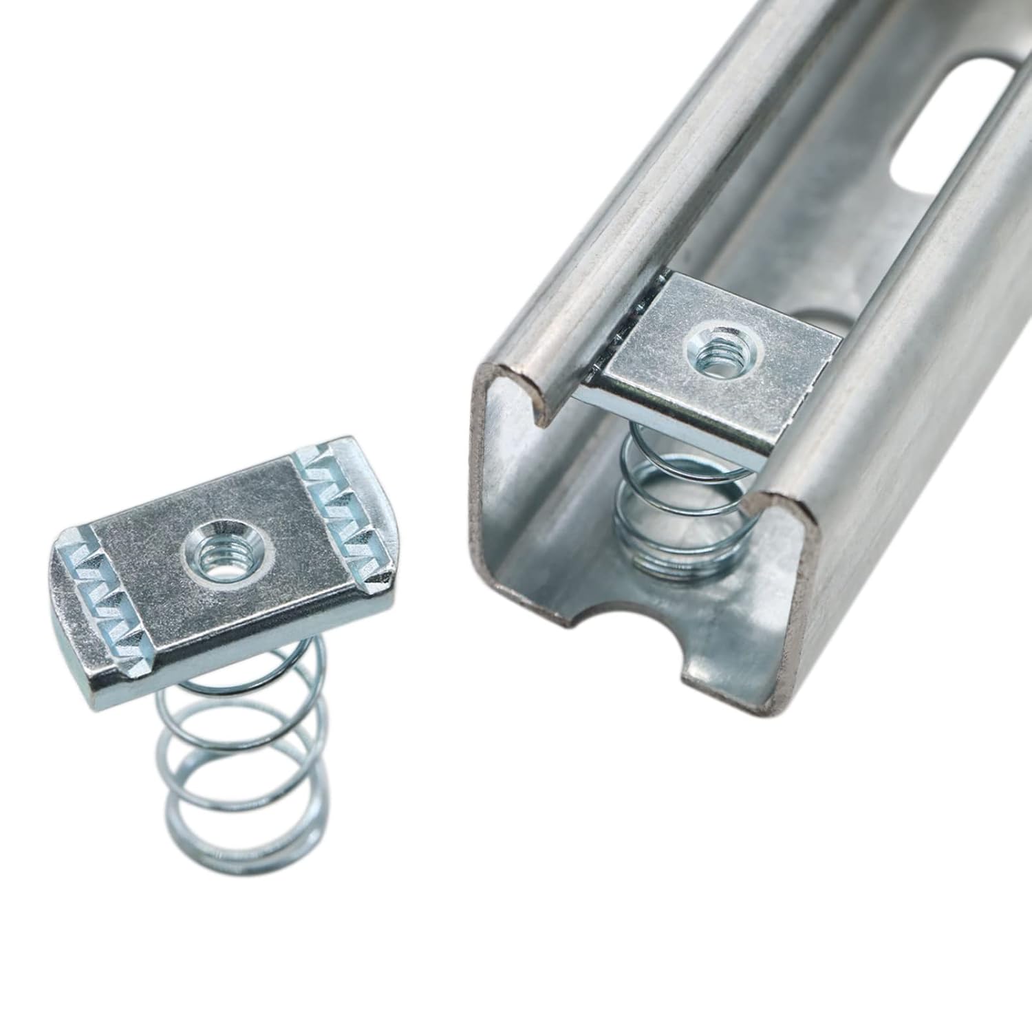 Strut Channel Nuts, 1/4"-20 Spring Channel Nut with Zinc Electroplate Finish, Long Spring Nuts Great for Use with Unistrut Channels (10 Pack) โ image 6