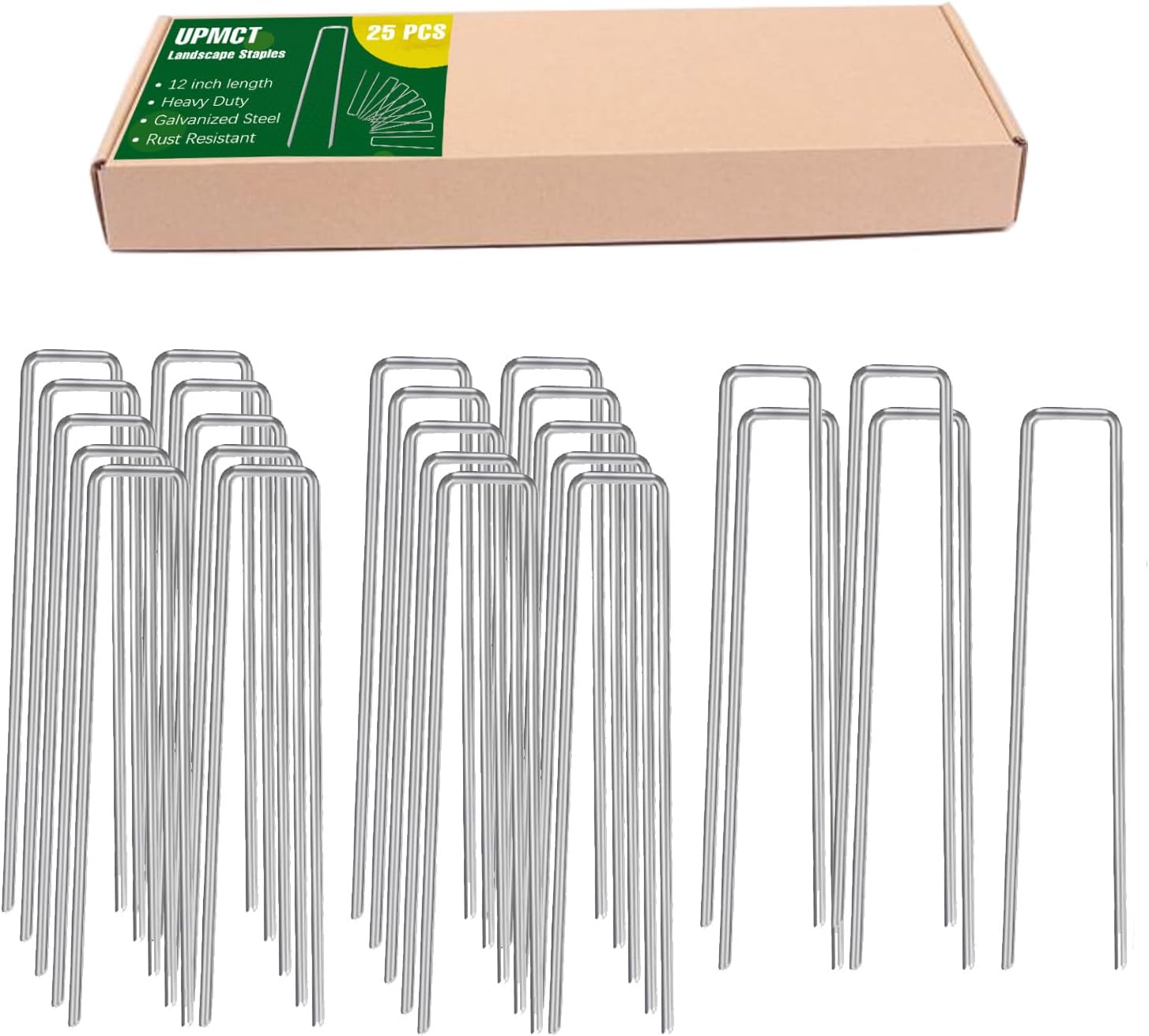 12 Inch Galvanized Garden Landscape Staples Stakes, 25 50 100 PCS Anti-Rust Garden Staples Tent Ground Stakes U-Shaped Landscape Pins for Secure Lawn Fabric — image 6