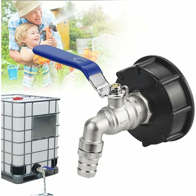 IBC Drain Tank Adapter S60x6 Tap Valve 0.75 Inch Ball Valve Water Tank Adapter — image 2
