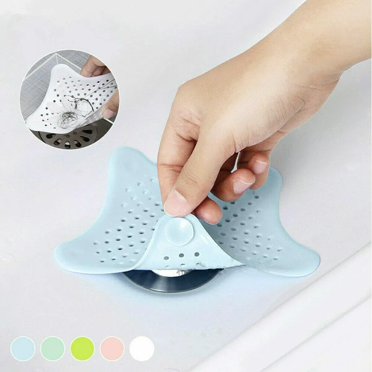 New Bathroom Drain Hair Catcher Bath Stopper Sink Strainer Shower Filter Covers - White โ image 3