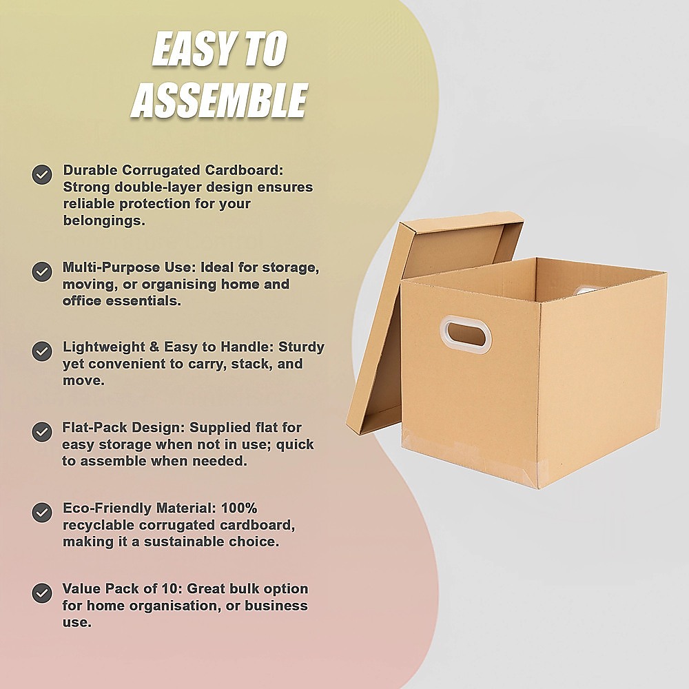 10Pcs Corrugated Cardboard Storage Boxes – Multi-Purpose Organising Cartons — image 3