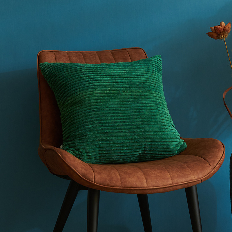 Dark Green Set of 4 Corduroy Pillow Covers - Solid Color Minimalist Throw Cushion Covers - 45 × 45cm (Pillow Inserts are NOT Included)