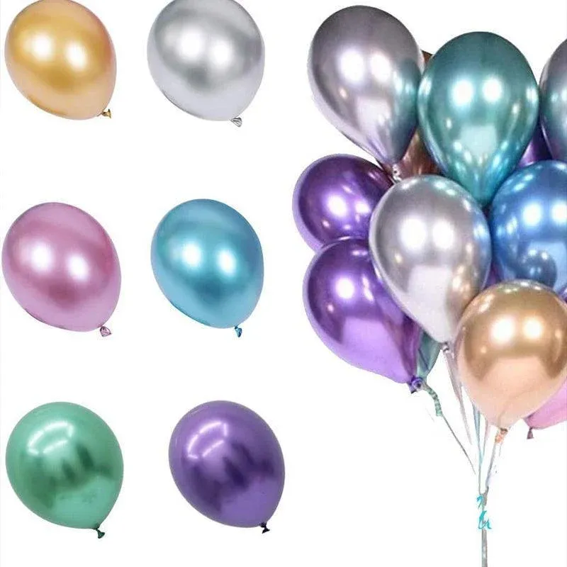 10pcs 25cm Chrome Metallic Balloons for Party Decoration Helium Thick Latex - Gold — image 3