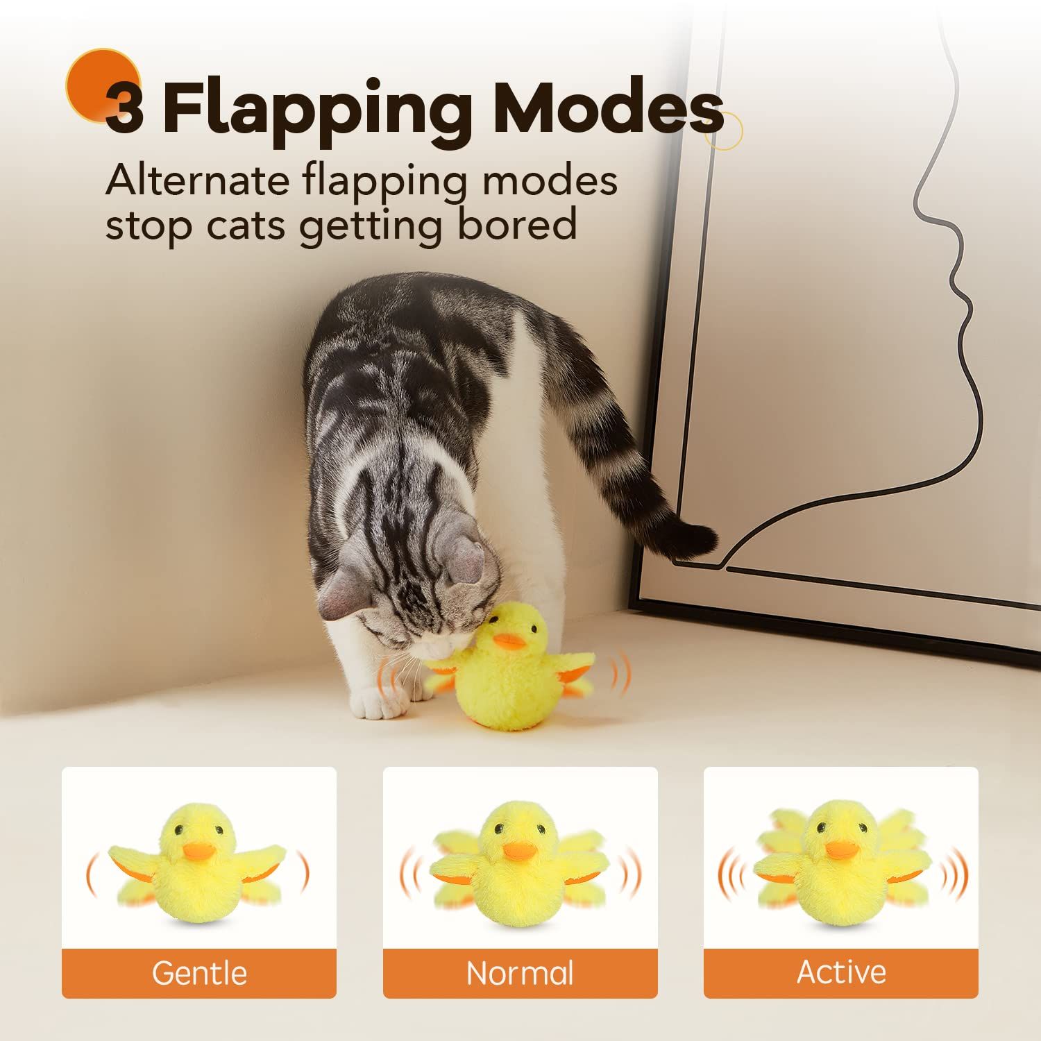 Toys Rechargeable Flapping Duck with SilverVine Catnip, Lifelike Quack Chirping, Touch Activated Kitten Kicker Plush Interactive โ image 5