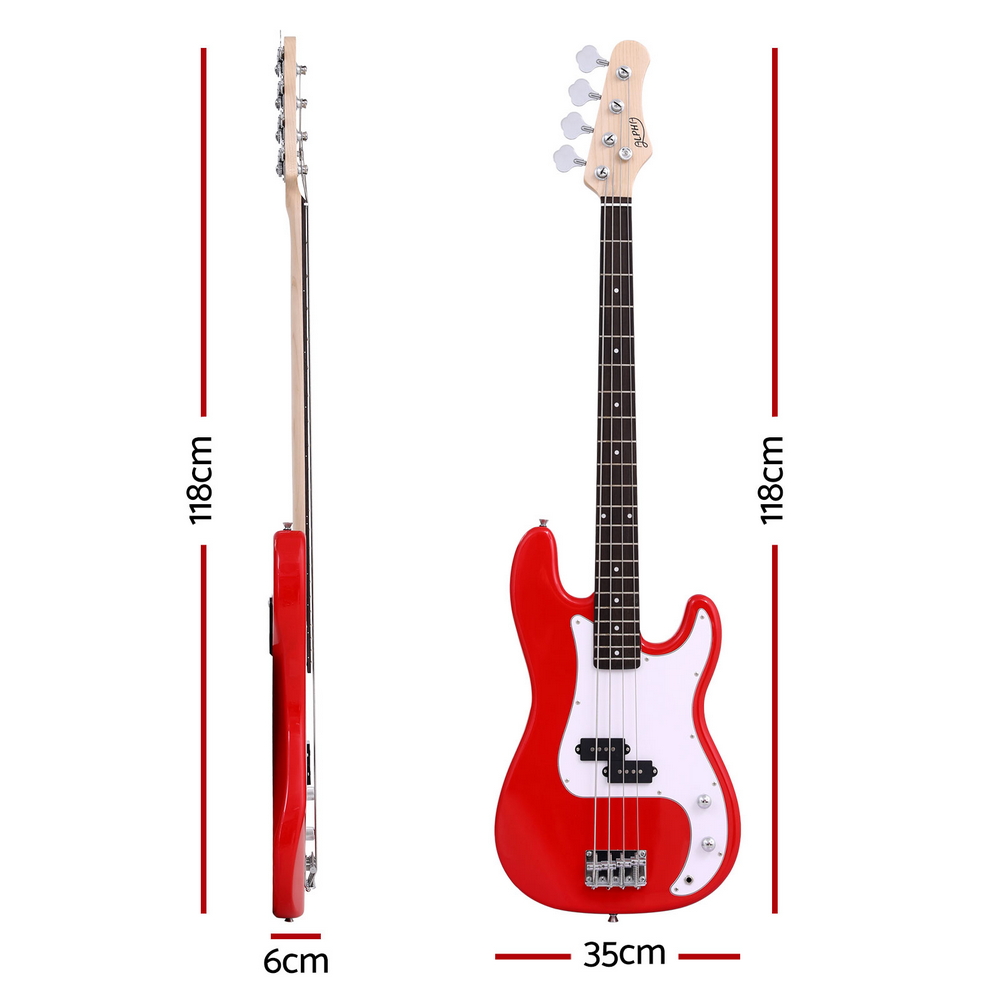 Alpha Electric Guitar Bass 47 Inch Red — image 2