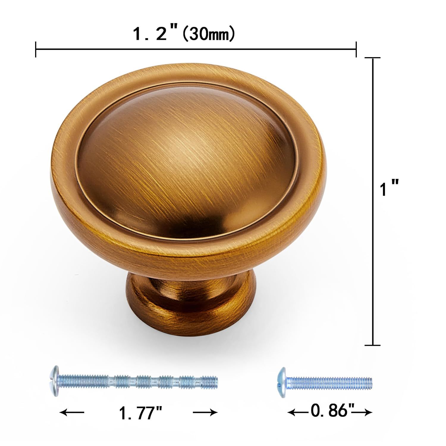 10 Set 1.2" Cabinet Hardware Antique Brass Knobs Kitchen Cabinet Office Bathroom Dresser Drawer Wardrobe knobs — image 2
