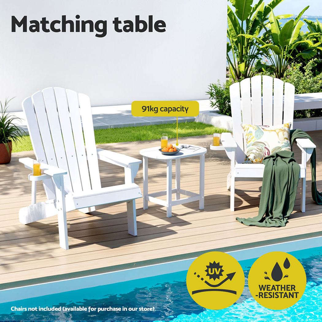 Gardeon Outdoor Coffee Side Table HDPE Desk Patio Furniture Camping Garden White — image 4