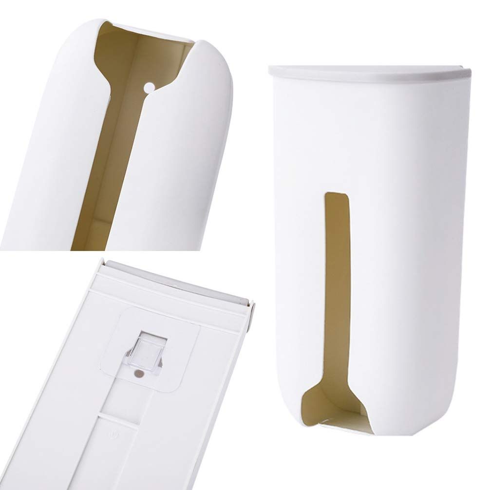 White Grocery Bag Dispenser Wall Mounted Folding Bag Saver Organizer Plastic Trash Bag Holder Hanging Storage Bag Recycling โ image 3