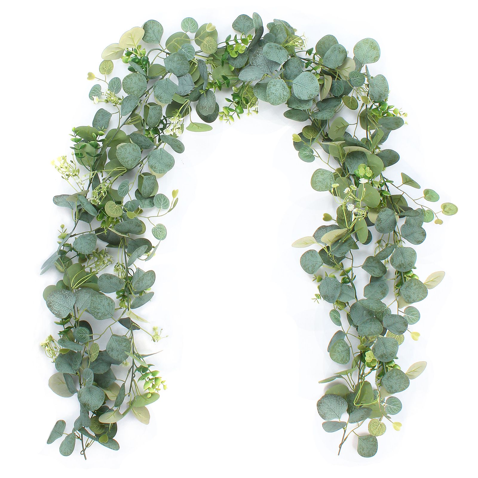 2pcs Artificial Fake Silver Dollar Eucalyptus Vines Table Runner for Wedding Arch Backdrop Table Centerpiece Home Mantle Decor — image 4