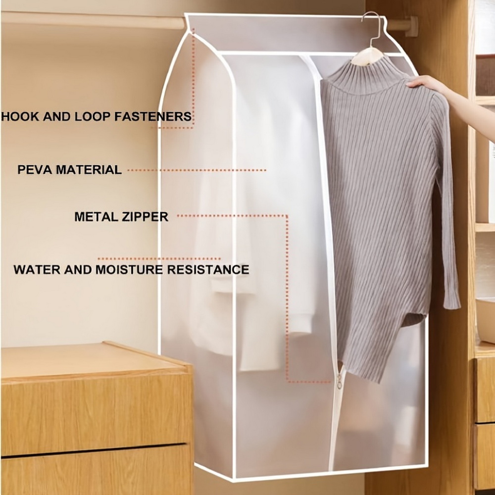 120cm Clothes Dust Cover Wardrobe Cloth Cover Clothes Storage Bag For Garments Suits Dresses Coats — image 2