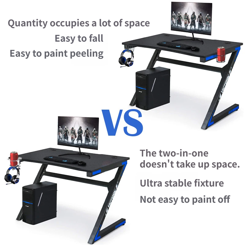 2-in-1 Under-Desk Metal Headphone Hanger & Anti-Spill Cup Holder - No-Drill Heavy-Duty Desk Adjustable Clamp and 360° Swivel Hook — image 4