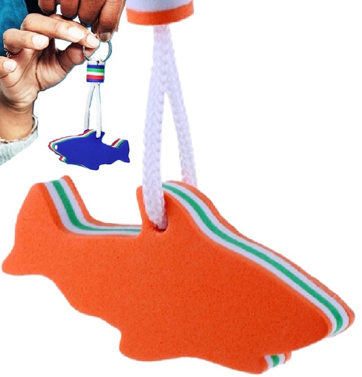 Floating Shark Keychain | For Large Keyring | EVA Foam | Key Float | Orange