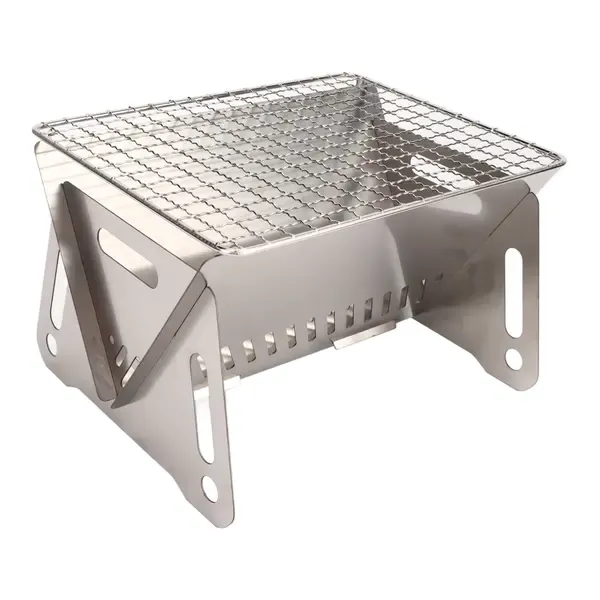 1 Piece Foldable Charcoal BBQ Grill, Heat-Resistant Stainless Steel Camping Grill with Ventilation Holes, Silver, 20 x 15 cm โ image 6