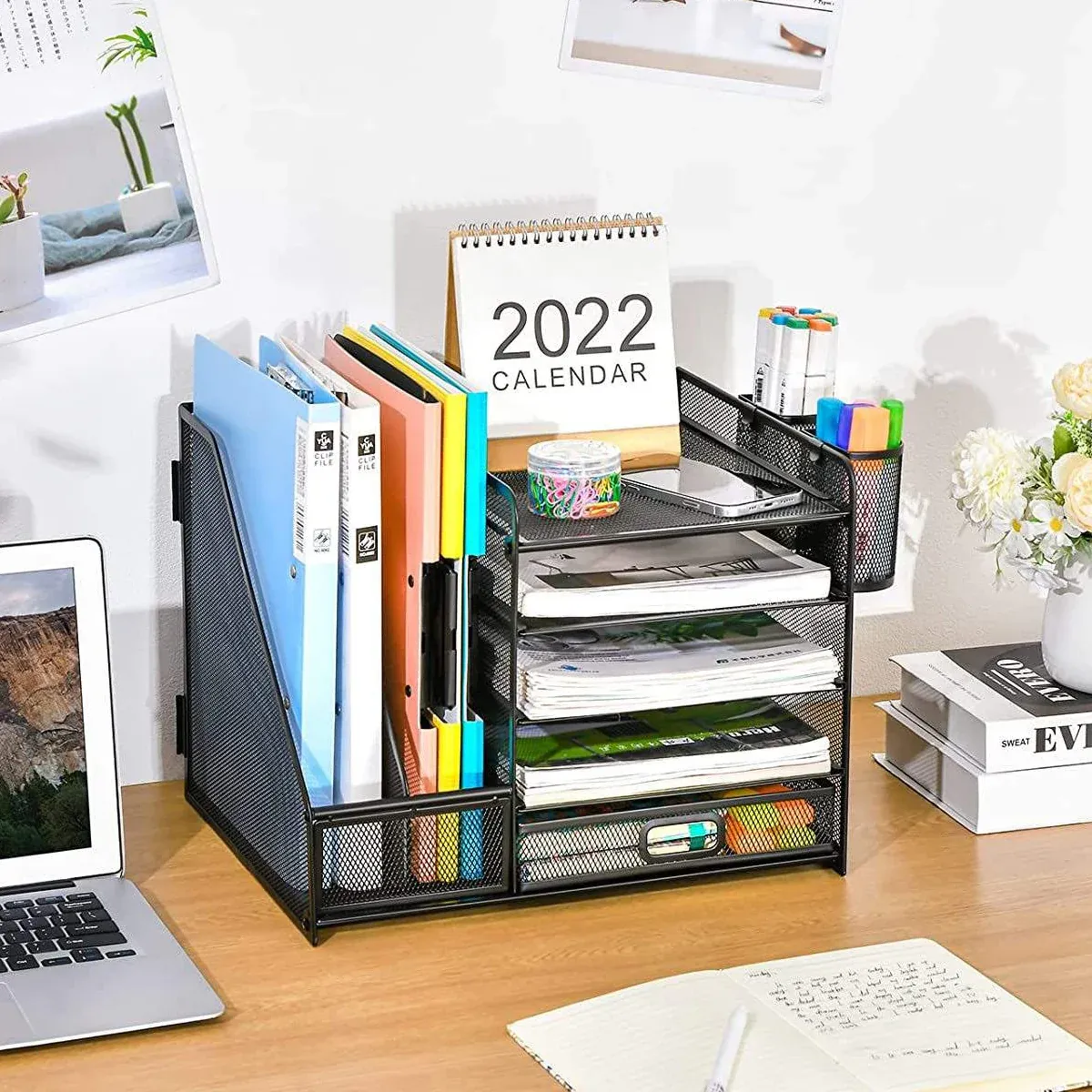 Multi-Tier Desktop Organizer File Holder Document Storage Rack Office Shelf β image 5