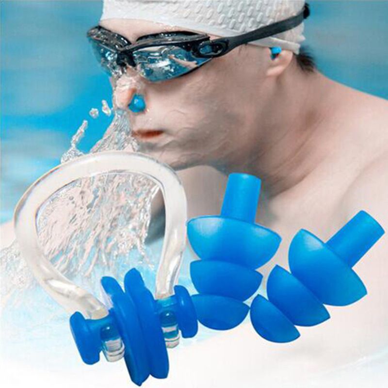 Waterproof Silicone Swimming Earplugs Nose Clip Plugs, Ear & Nose Protector Swimming Sets Box Package (Blue ) โ image 5