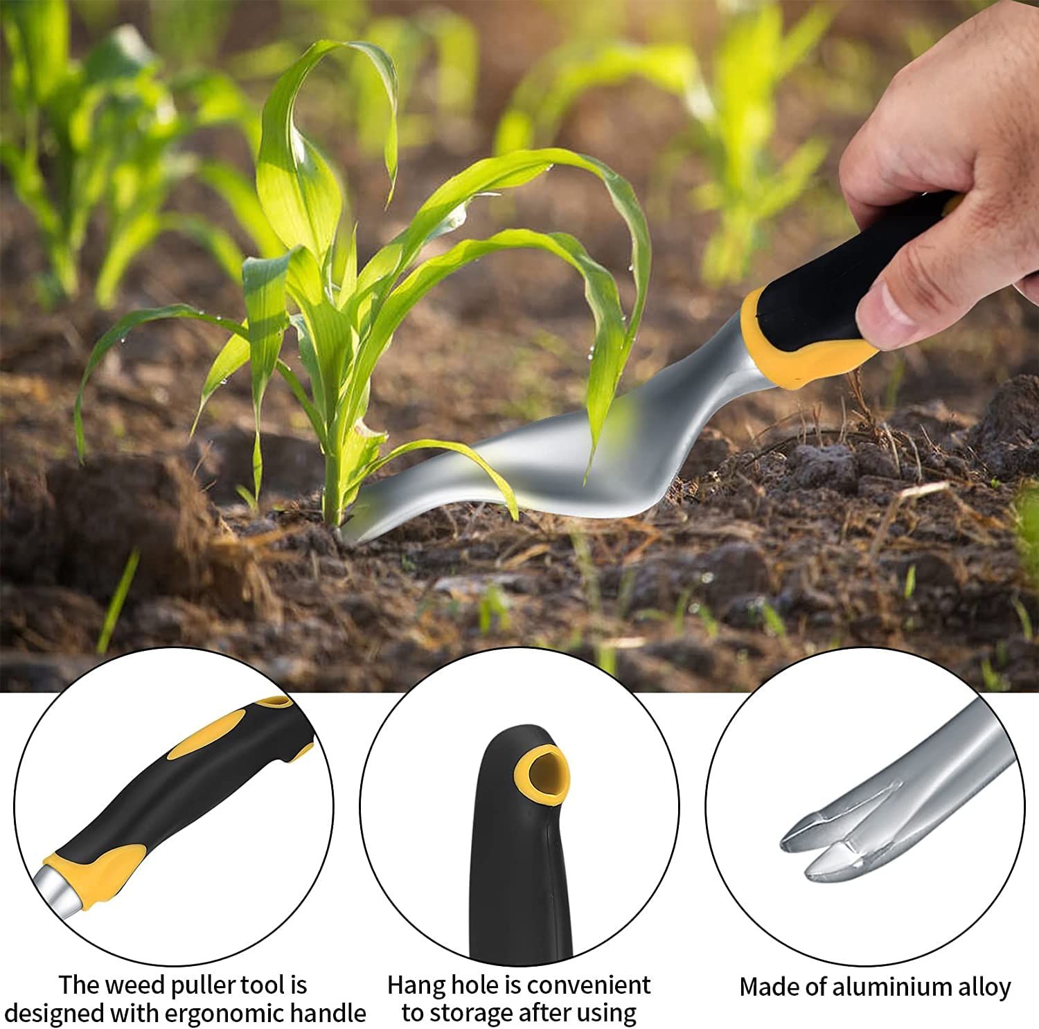 2 Pcs Hand Weeder Puller Tool, Manual Weed Puller Tool Kit, Garden Manual Weeder Removal Tools with V-Shaped Forks — image 3