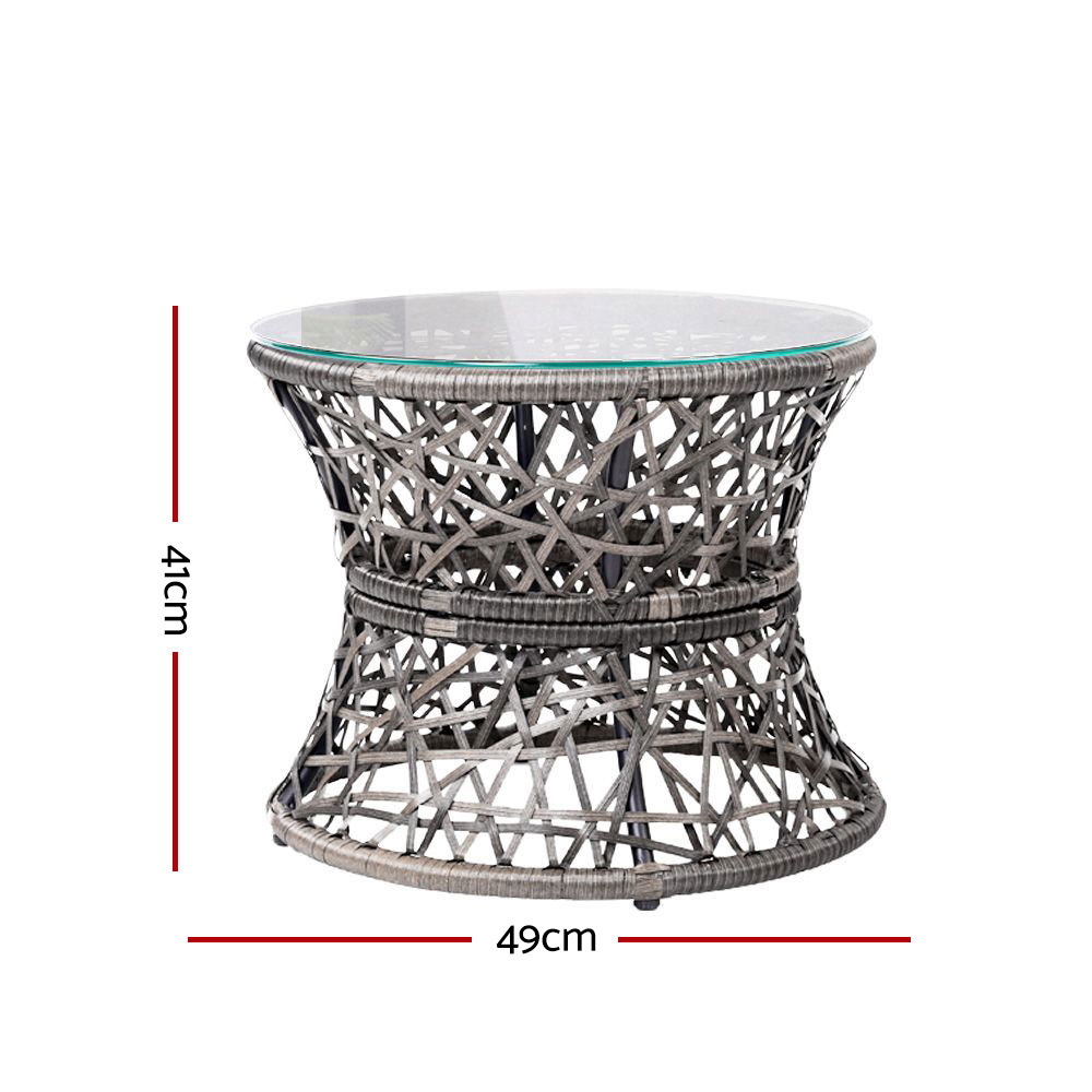 Gardeon Outdoor Lounge Setting Furniture Wicker Papasan Chairs Table Patio Grey — image 3