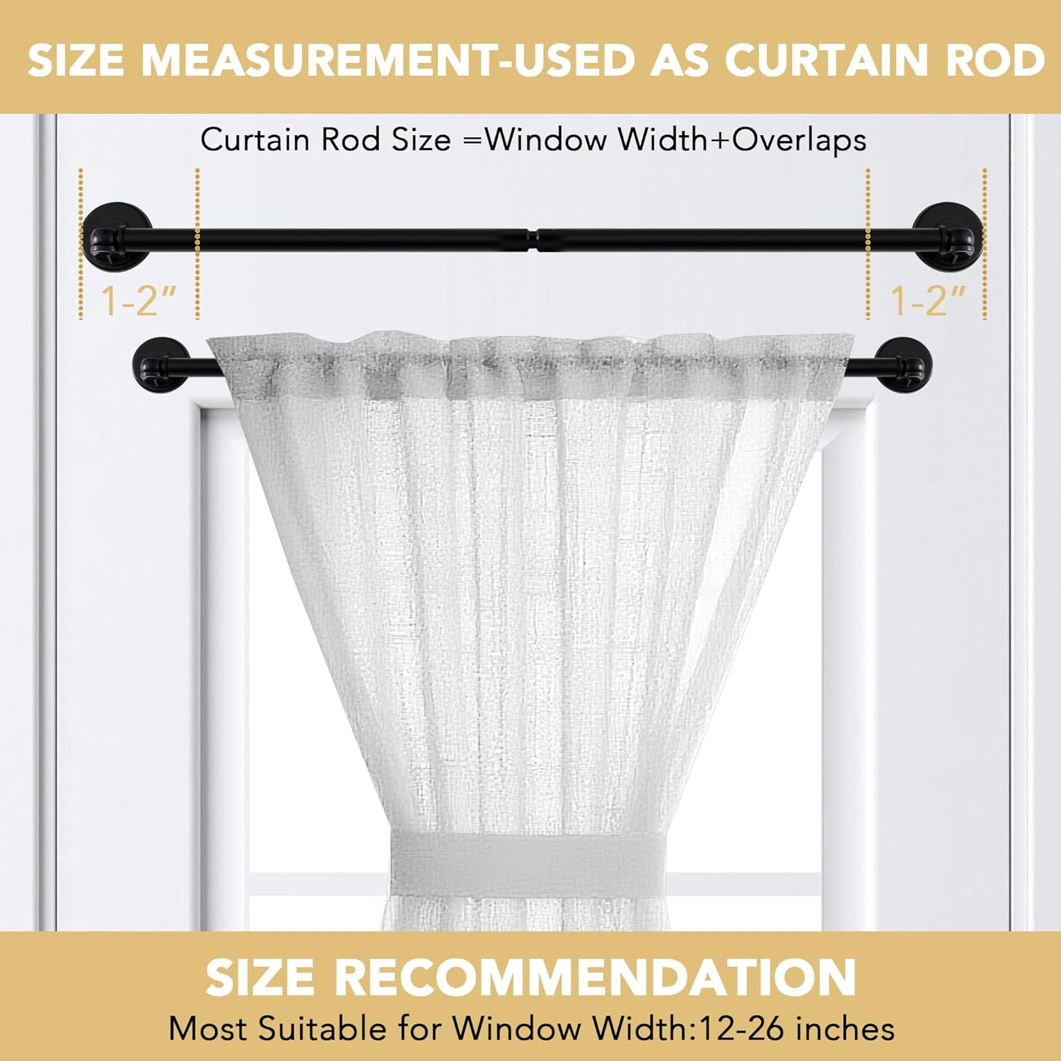 1 PACK Magnetic Curtain Rods for Metal Doors 16" to 28", 1/2 Inch Diameter Adjustable French Door Rod Classroom Whiteboard Cafe Towel Bar Holder, Black 16"-28" β image 3