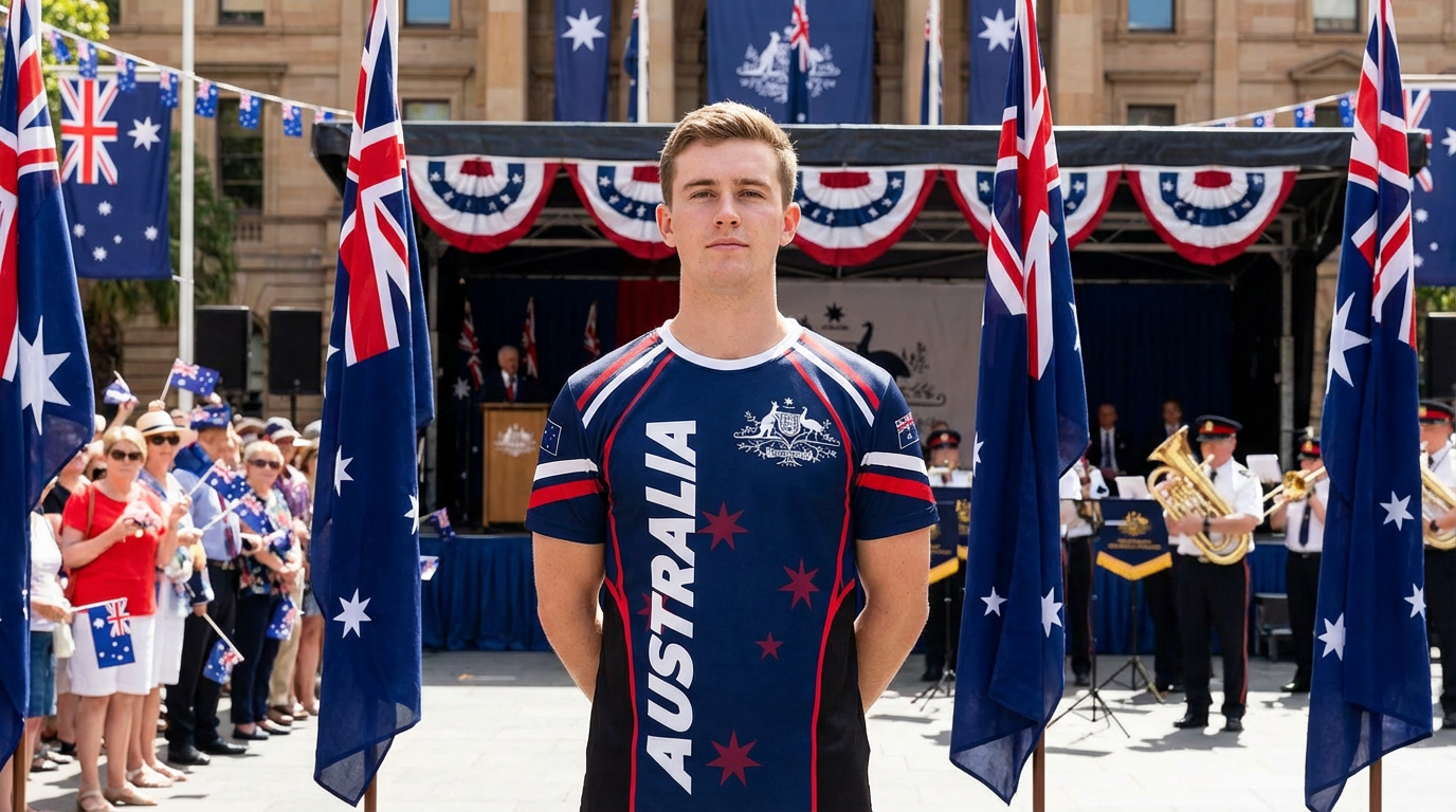 Australian National Emblem & Flag Print Unisex O-Neck Short Sleeve T-Shirt Summer Breathable Cotton-Blend Streetwear Top(6XL)| Other styles Available — image 2